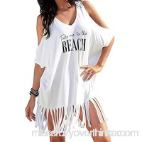 ♛TIANMI Dress for Women,Summer Casual Tassel Letters Print Baggy Swimwear Bikini Cover-UPS Beach Dress White B07PFQ9KH2